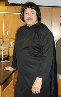 Physics teacher Jacques Duranceau dressed as Professor Snape from the Harry Potter series on Hogwarts Day. (Photo by Erin Molinaro)