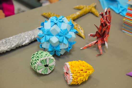 Colorful and intricate examples of origami art.