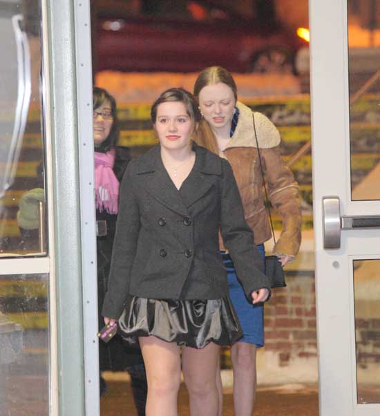 Casey Russell (left) and Jennifer Specht arrive at the Snow Ball.