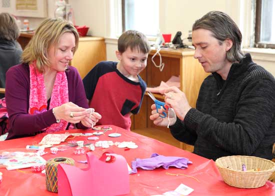 Andrea and Shane Long make Valentines with their son Aidan