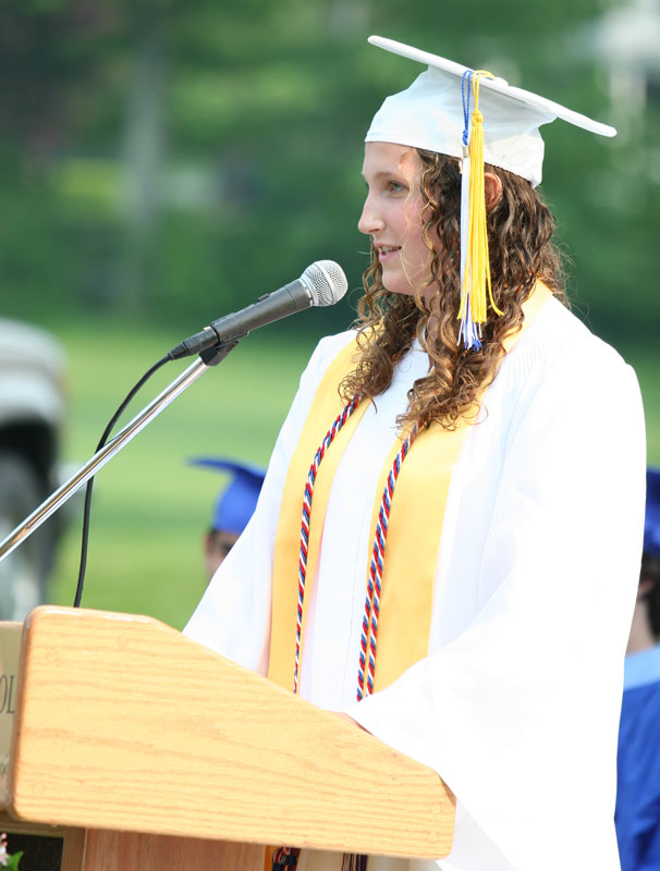 Valedictorian Lydia Maurer urges her classmates to honor and uphold their deep connection over the coming years.