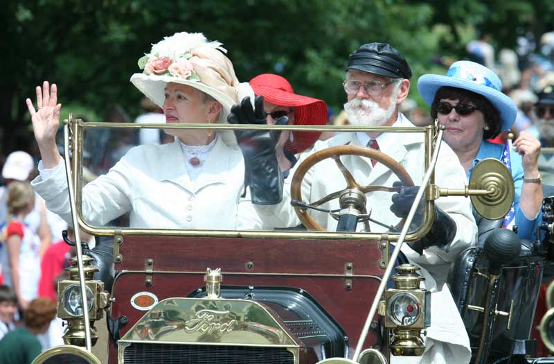 Marcia and Don Rising of Stow ride in their 1911 Model T Ford.