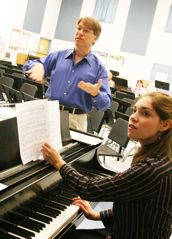 Reuben Reynolds III, musical director for the Boston Gay Men’s Chorus and Talia Mercadante, choral director at Bromfield. (Photo by Lisa Aciukewicz) Reuben Reynolds III, musical director for the Boston Gay Men’s Chorus and Talia Mercadante, choral director at Bromfield. (Photo by Lisa Aciukewicz)