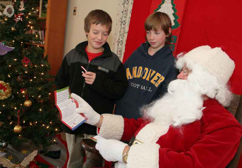 Never too old for Santa, Ben Stone and Will Sennot get some advice from Santa on writing a good Christmas list.