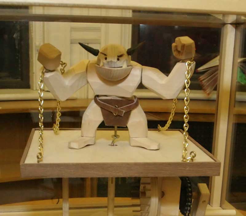 An animated wooden sculpture by Dug North. (Photo by Lisa Aciukewicz) An animated wooden sculpture by Dug North. (Photo by Lisa Aciukewicz)
