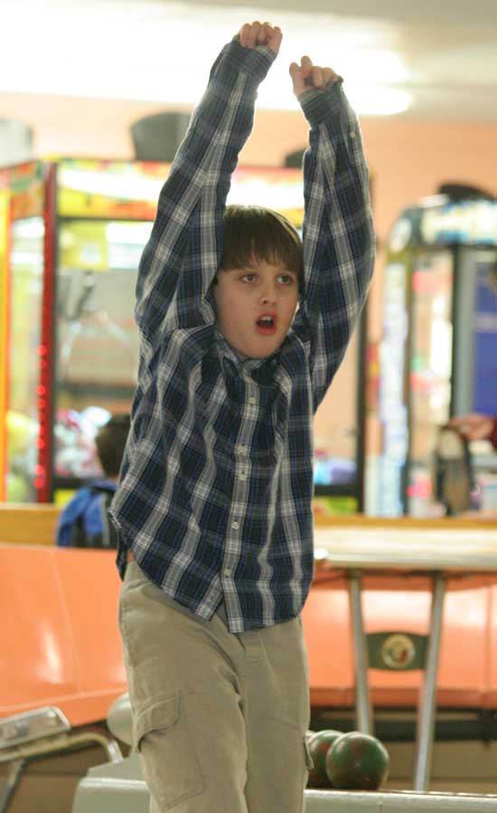 Matthew Snyder serves as his own cheering section.