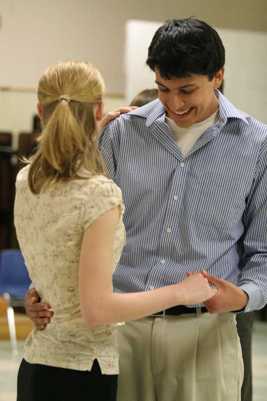 Keiron Stoddart flashes a smile to partner Anna Wahl.