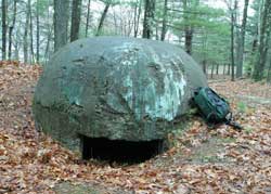 A pillbox turret on Devens was used in training for World War I. 