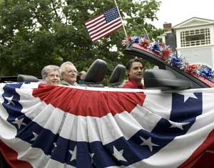 Bill Ashe was honored as a Citizen of Note in Harvard&rsquo;s 4th of July parade. (Photo by Ellen Harasimowicz)