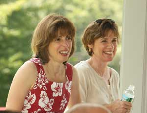 Sue Holmes and Cindy Waite take a break from their work at Bromfield to enjoy the event.