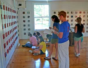 Julie Cook’s Bromfield art class sketches objects found in Gal Martin’s exhibit during a class visit. (Courtesy photo) Julie Cook’s Bromfield art class sketches objects found in Gal Martin’s exhibit during a class visit. (Courtesy photo)