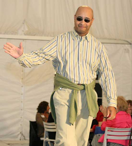 Chief Ed Denmark looks like a professional model in a sport shirt and pants by Tommy Bahama.
