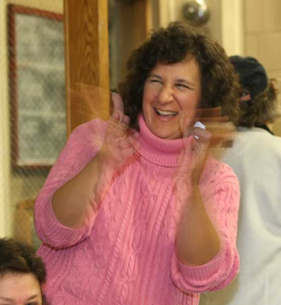 Valerie Into reacts to winning a three-month membership to Swymfit health club.