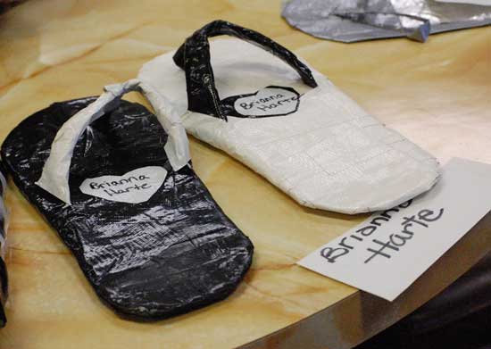 Brianna Harte was one of several who created duct-tape footwear.