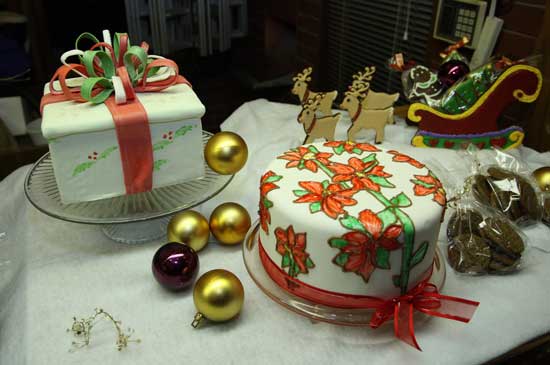 Handcrafted chocolate cakes by Abbe Alpert were among the many treats for sale at the Harvard Historical Society holiday arts festival and sale.