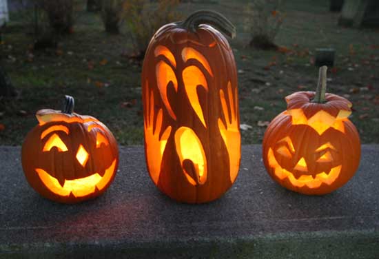 Jack-o-lanterns lined Mass. Ave. on Halloween night