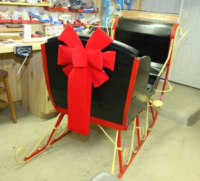 The finished sleigh awaits delivery to Echo Ridge Farm in Lee, N.H. (Photo by Lisa Aciukewicz)