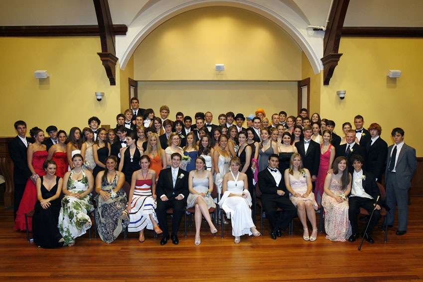 Bromfield juniors, seniors, and their dates were invited into Old Bromfield, which is now the new Harvard Public Library, for photos before the prom. (Photo by Ellen Harasimowicz)